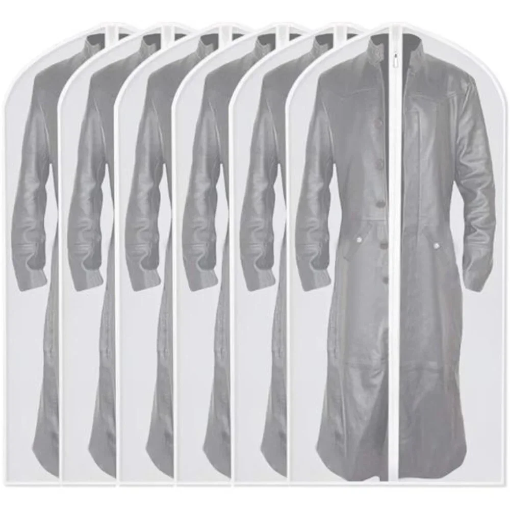 New Garment Covers 24''X54'' Lightweight White PEVA Breathable Bags (Pack of 6)